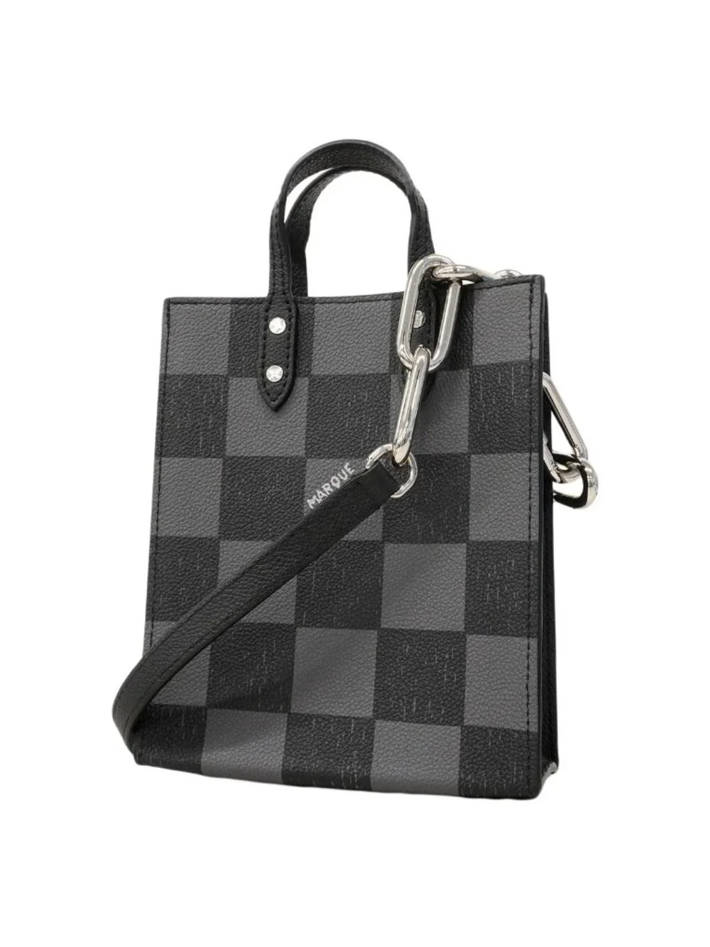 Louis Vuitton Handbag Damier Checkerboard Sac Plat XS Black 2-Way